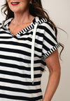 Cecil Sleeveless Striped Hoodie, Black and White