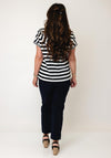 Cecil Sleeveless Striped Hoodie, Black and White