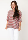 Cecil Striped Knit Round Neck Top, Red Multi