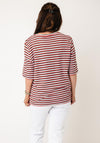 Cecil Striped Knit Round Neck Top, Red Multi