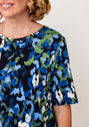 Cecil Abstract Print Round Neck Top, Blue Multi