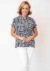 Cecil Geo Pattern Short Sleeve T-Shirt, Navy and White