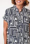 Cecil Geo Pattern Short Sleeve T-Shirt, Navy and White