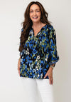 Cecil Geometric Print with Notched Neckline Blouse, Navy Multi