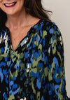 Cecil Geometric Print with Notched Neckline Blouse, Navy Multi