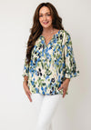 Cecil Geometric Print with Notched Neckline Blouse, Beige Multi