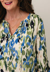 Cecil Geometric Print with Notched Neckline Blouse, Beige Multi