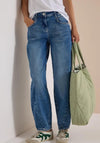 Cecil High Waisted Barrel Leg Jeans, Blue