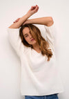 KAFFE Kamerian V-Neck Knit Pullover Jumper, Chalk