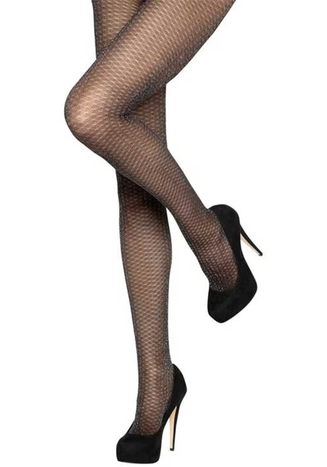 Charnos Sparkle Patterned Tights, Black
