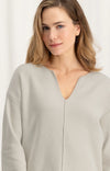 YAYA Seam Detail V-Neck Chenille Sweater, Silver Lining Beige