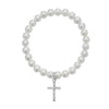 Children’s White Pearl Bracelet with Cross Charm