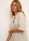 Kaffe Milia Kaftan Striped Linen Blend Midi Dress, Chinchilla