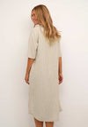 Kaffe Milia Kaftan Striped Linen Blend Midi Dress, Chinchilla