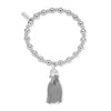 ChloBo Mini Small Ball Tassel Bracelet, Silver
