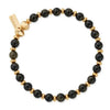 ChloBo Men's Golden Obsidian Slim Round Bracelet, Gold