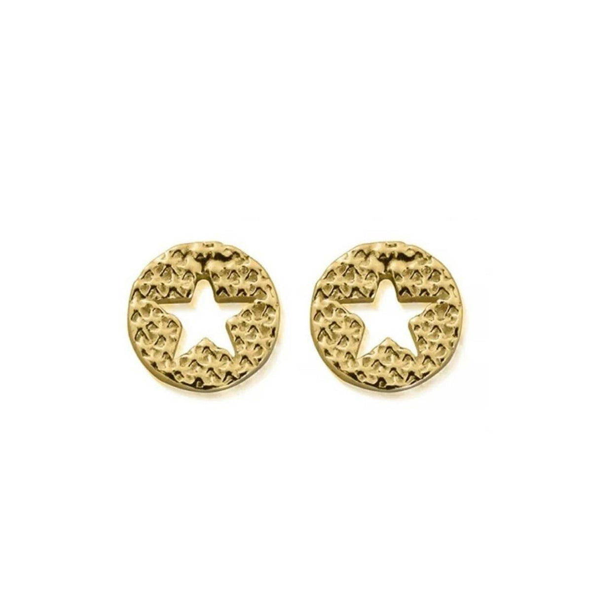 ChloBo Sparkle Star in Circle Stud Earrings, Gold