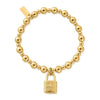 ChloBo Mini Small Ball Padlock Bracelet, Gold