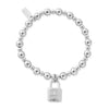 ChloBo Mini Small Ball Padlock Bracelet, Silver