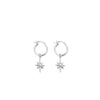 ChloBo Lucky Star Hoop Earrings, Silver