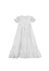 Visara Lace and Bow Christening Gown and Bonnet, White