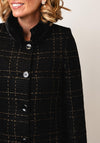 Christina Felix Check Print Boucle Coat, Black
