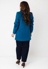 Christina Felix Cashmere-blend Short Length Coat, Teal Blue
