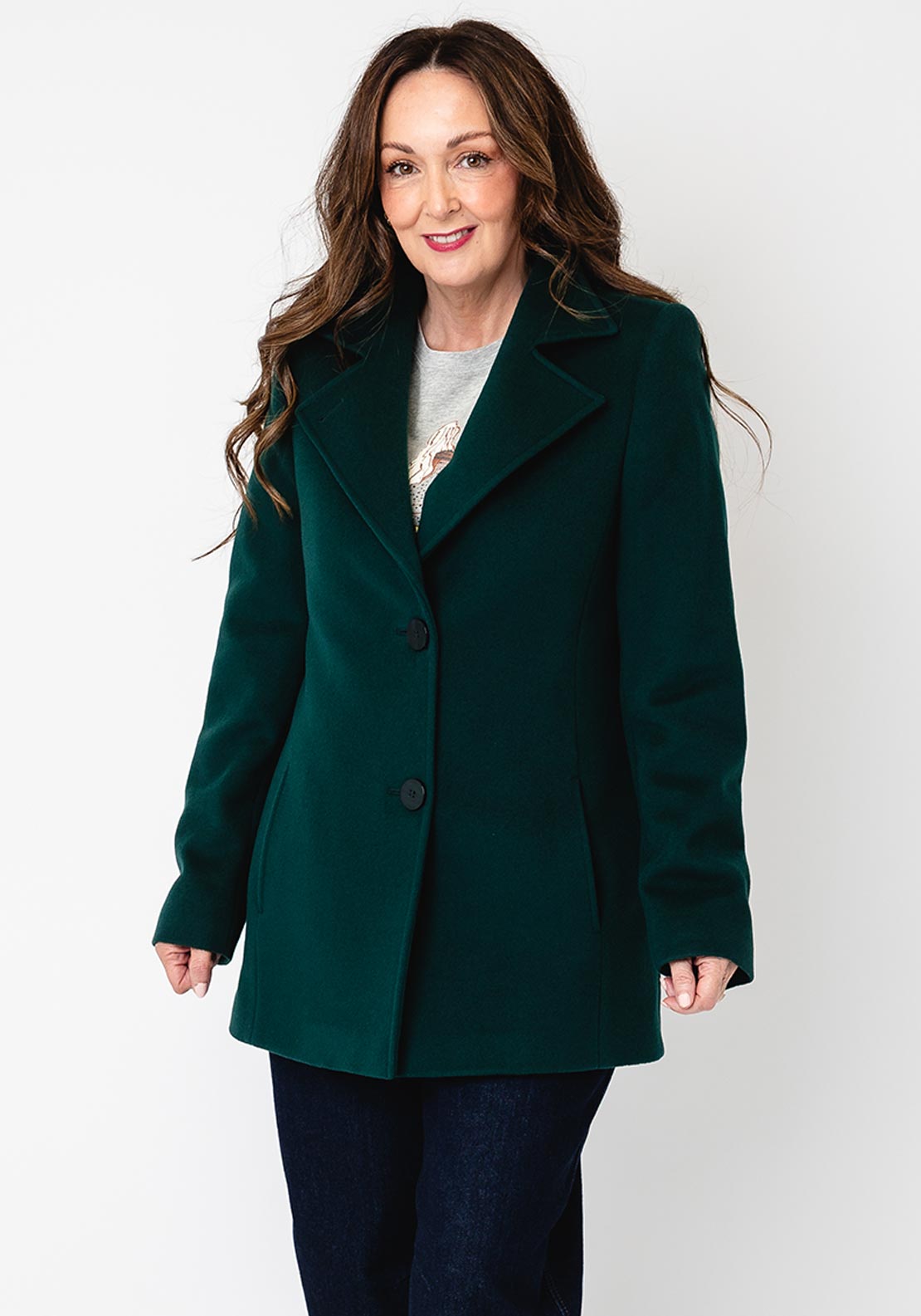Christina Felix Short Length Wool-blend Coat, Dark Green