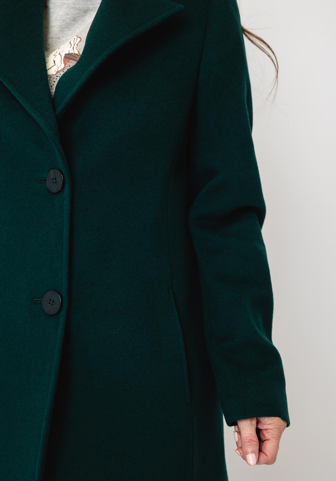 Christina Felix Short Length Wool-blend Coat, Dark Green