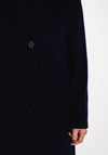 Christina Felix Classic Tailored Wool Cashmere Blend Long Coat, Navy