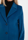 Christina Felix Classic Tailored Wool Cashmere Blend Long Coat, Blueberry