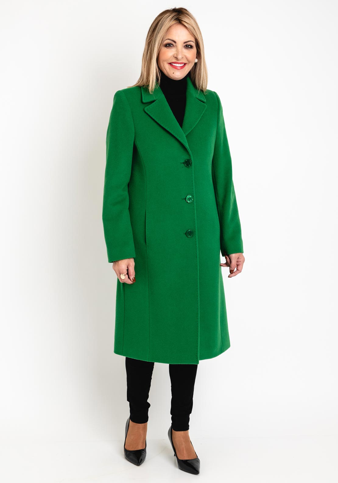 Christina Felix Classic Tailored Wool Cashmere Blend Long Coat, Shamro ...