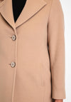Christina Felix Notch Collar Wool Cashmere Blend Long Coat, Camel