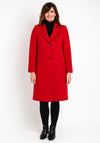 Christina Felix Notch Collar Wool Cashmere Blend Long Coat, Red