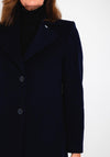 Christina Felix Notch Collar Wool Cashmere Blend Long Coat, Navy