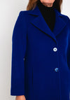 Christina Felix Notch Collar Wool Cashmere Blend Long Coat, Royal Blue