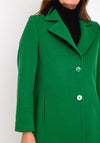 Christina Felix Notch Collar Wool Cashmere Blend Long Coat, Green