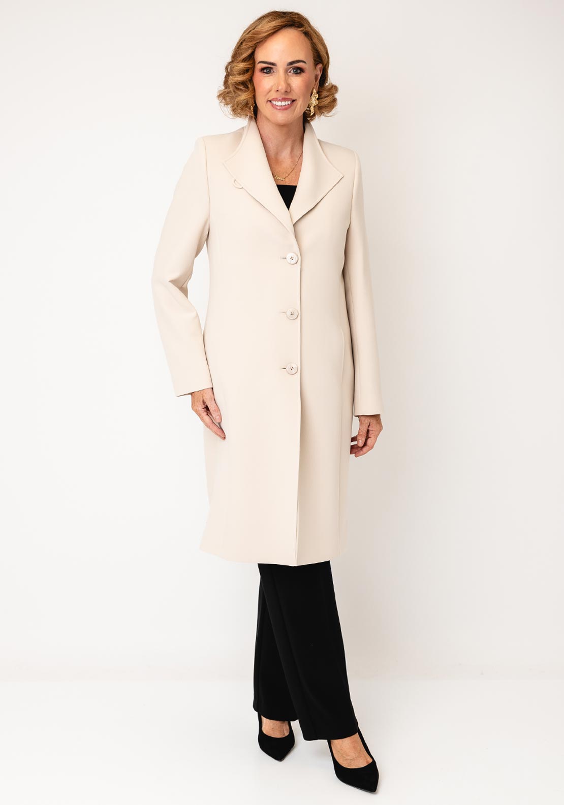 Christina Felix Wool Rich Tailored Coat, Cream