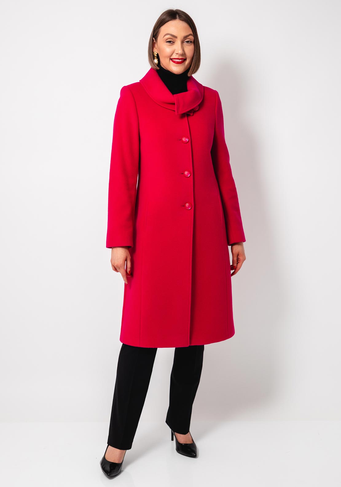 Christina Felix Wool Rich Shawl Collar Long Coat, Pink