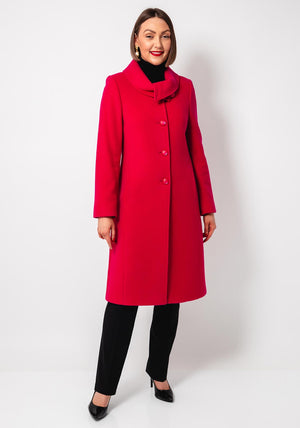 Christina Felix Wool Rich Shawl Collar Long Coat, Pink