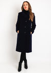 Christina Felix Wool Cashmere Blend Shawl Collar Long Coat, Navy