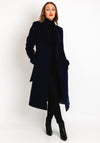 Christina Felix Belted Waist Wool Cashmere Blend Long Coat, Ink