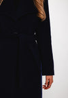 Christina Felix Belted Waist Wool Cashmere Blend Long Coat, Ink