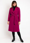 Christina Felix Belted Waist Wool Cashmere Blend Long Coat, Raspberry