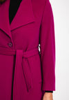 Christina Felix Belted Waist Wool Cashmere Blend Long Coat, Raspberry