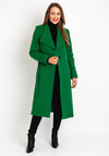 Christina Felix Belted Waist Wool Cashmere Blend Long Coat, Shamrock Green