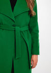 Christina Felix Belted Waist Wool Cashmere Blend Long Coat, Shamrock Green