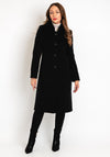 Christina Felix Faux Fur Collar Wool Long Coat, Black
