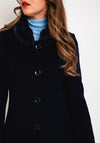 Christina Felix Faux Fur Collar Wool Long Coat, Ink