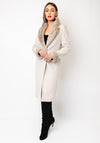 Christina Felix Soft Touch Faux Fur Trim Coat, Stone Beige